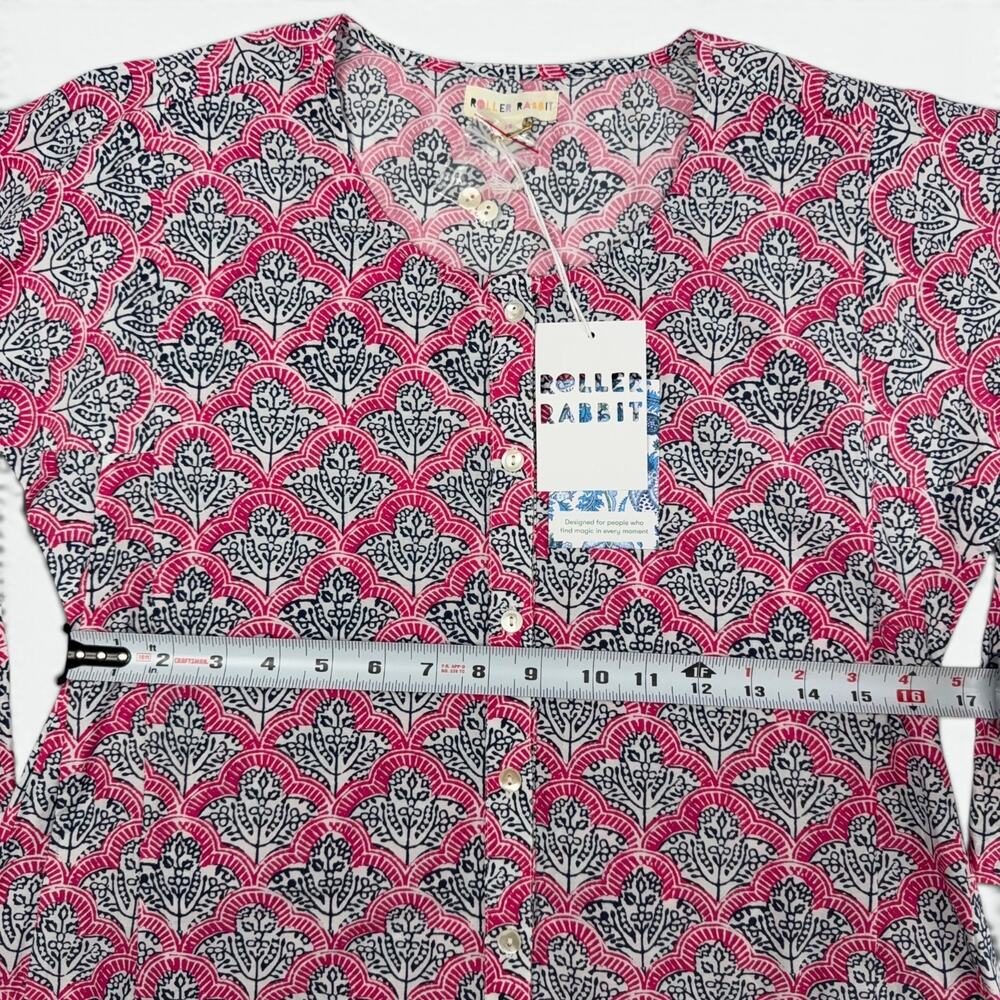 Roller Rabbit Maxi Dress Womens XS Jemina Anu Long Kurta Fuchsia Silk Blend NWT - Picture 9 of 13